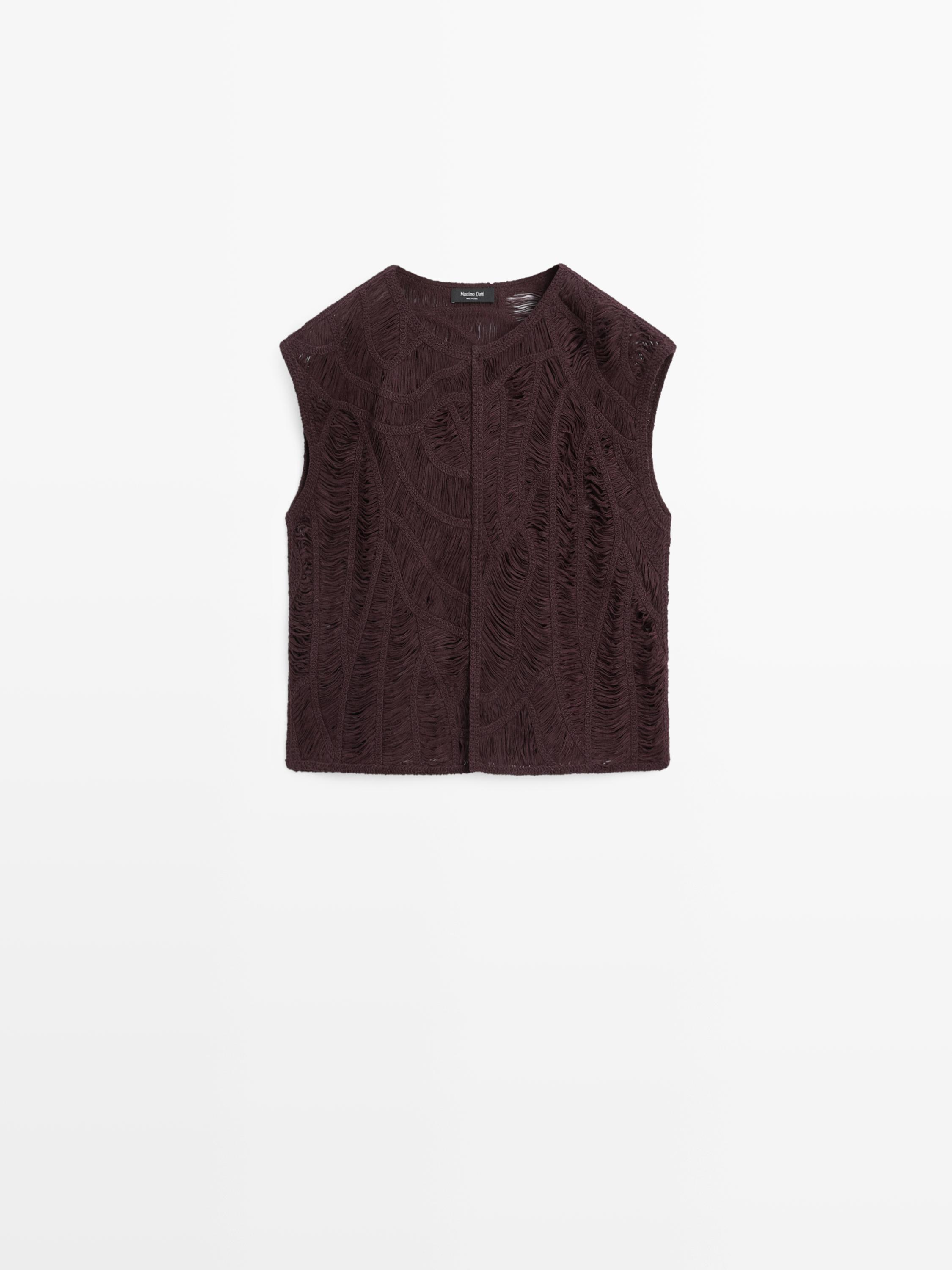 Veste sans manches en maille crochet